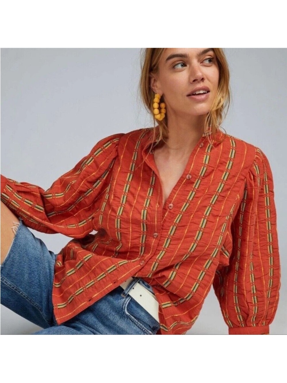 Anthropologie Pilcro The Bella Femme Button down cotton shirt S